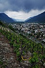 57 Pohlad na vinic a nadherne mestecko Martigny na juhozapade Svajciarska